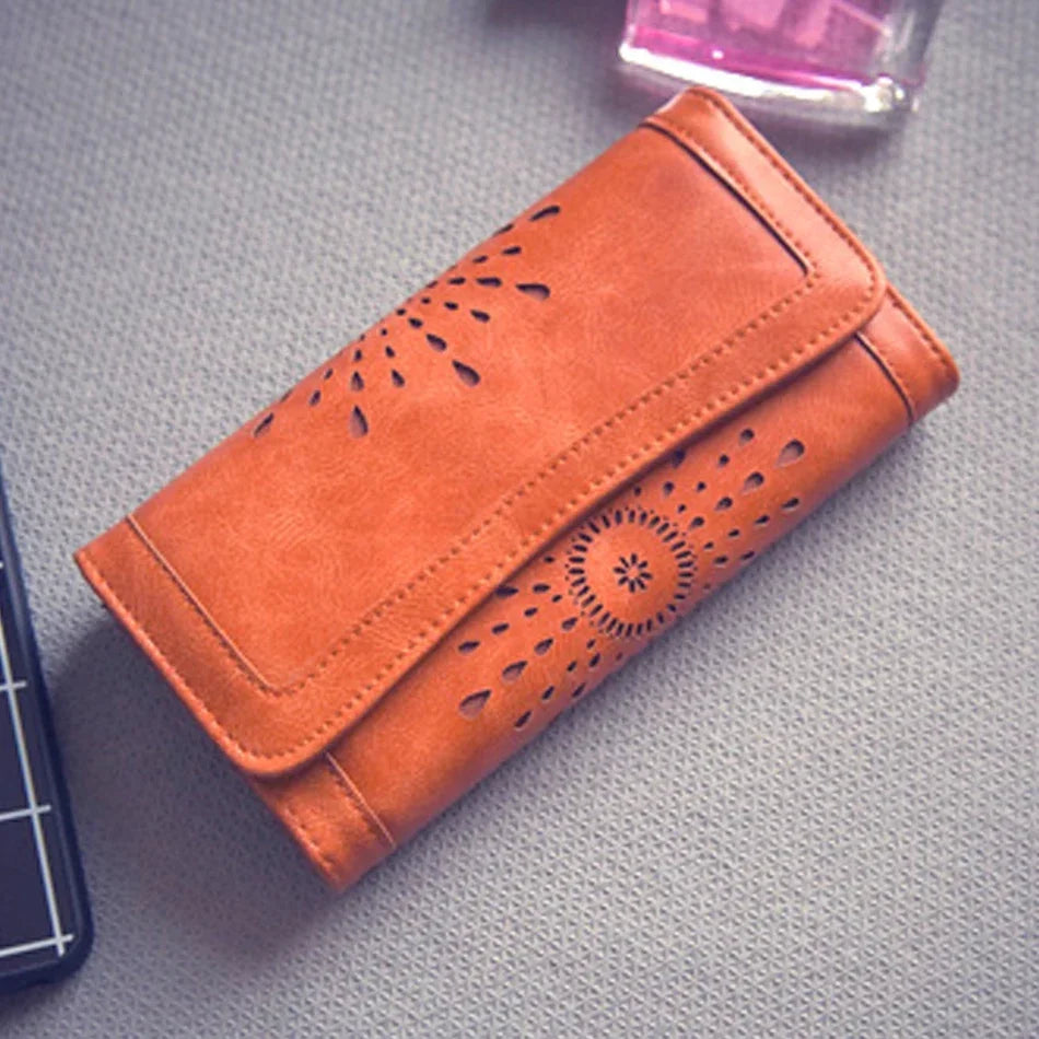 Vintage Long Short Wallet Bag Leather Purses Retro Card Holder Female Clutch Case Party Pouch Phone