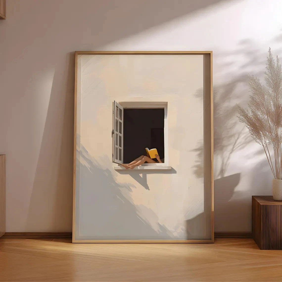 Minimalist Book Lover Window Canvas Poster – Calm Summer Wall Art