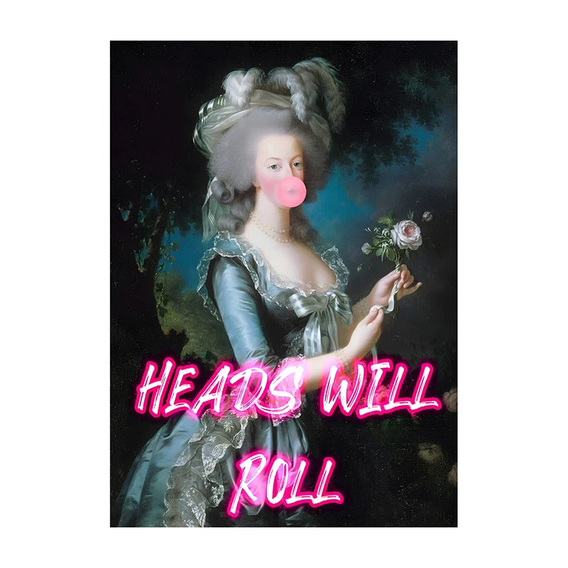 Bubble Gum Baroque Portrait Wall Art Poster – Vintage Altered Art Print