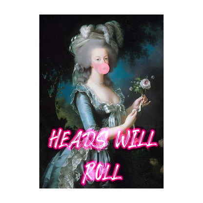 Bubble Gum Baroque Portrait Wall Art Poster – Vintage Altered Art Print