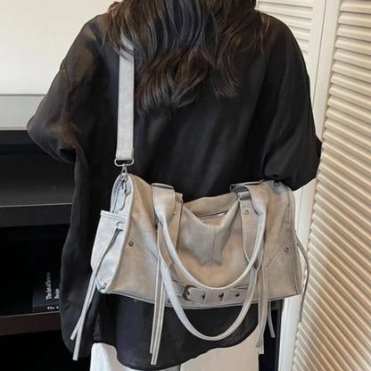 Retro Motorcycle Handbag Women Horizontal Tote Storage