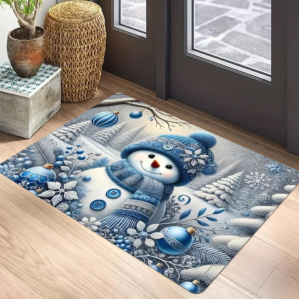 Christmas Snowman Welcome Mat – Washable Non-Slip Floor Rug