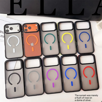 MagSafe Matte iPhone 17 Case – Shockproof Clear Back with Colorful Border