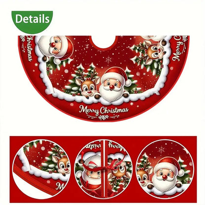 Christmas Tree Skirt – Santa Claus & Reindeer Holiday Decor