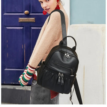 Genuine Leather Women's Mini Backpack – Compact Daily Bag