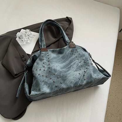Rivets Large Capacity PU Leather Shoulder Bag