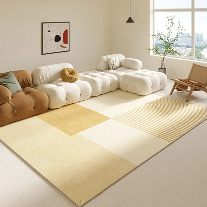Cream Abstract Area Rug – Light Luxury Living Room Carpet
