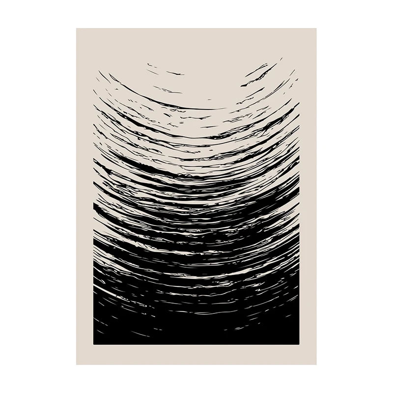Retro Geometric Abstract Shapes Poster – Minimal Black & White Wall Art Unframed