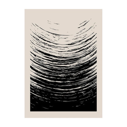 Retro Geometric Abstract Shapes Poster – Minimal Black & White Wall Art Unframed