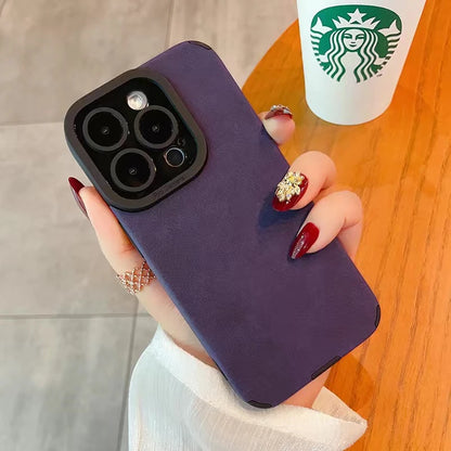 Luxury Matte Leather Silicone iPhone Case – iPhone 11 to 15 Series