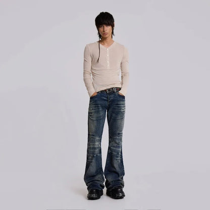 Distressed Flare Jeans – Y2K Bootcut Streetwear Denim