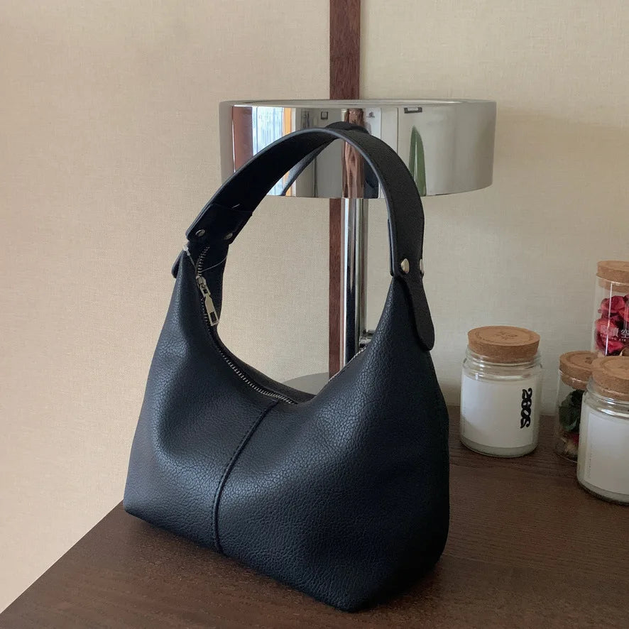 Women Vintage Underarm Bag PU Leather Soft Hobo Shoulder Bags