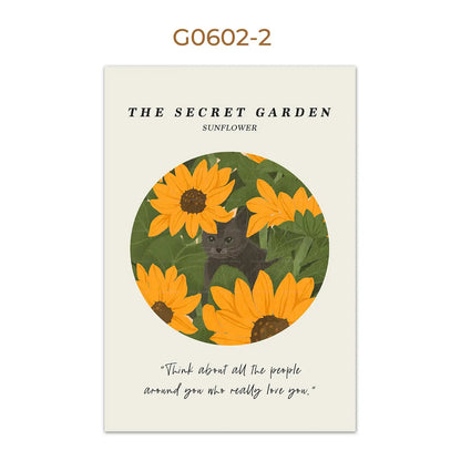Cat & Sunflower Wall Art Poster – The Secret Garden Print