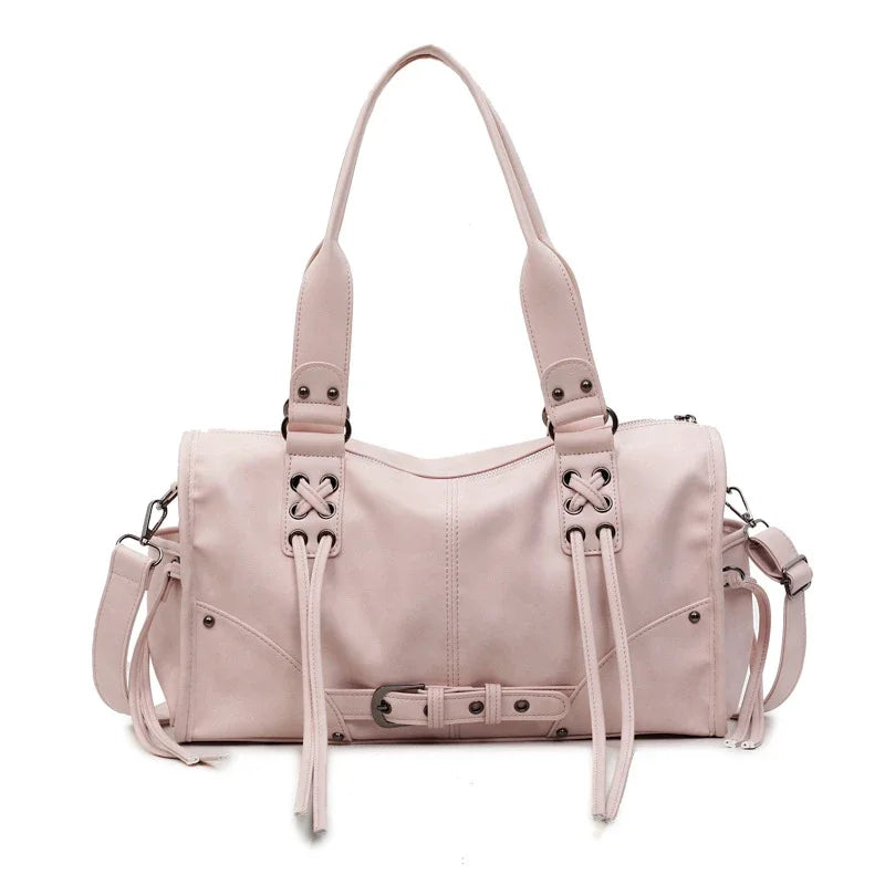 Retro Motorcycle Handbag Women Horizontal Tote