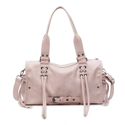 Retro Motorcycle Handbag Women Horizontal Tote