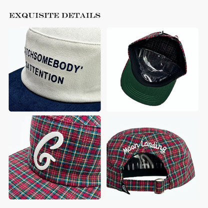 Retro Flat Brim Baseball Cap – Letter Embroidery Unisex Hat