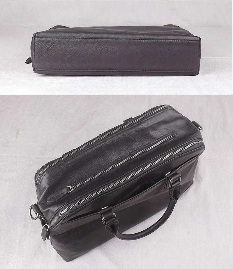 Genuine Leather Men's Briefcase – 14" Laptop Business Bag