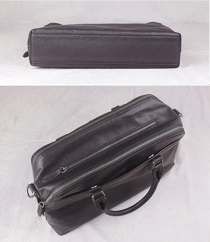 Genuine Leather Men's Briefcase – 14" Laptop Business Bag