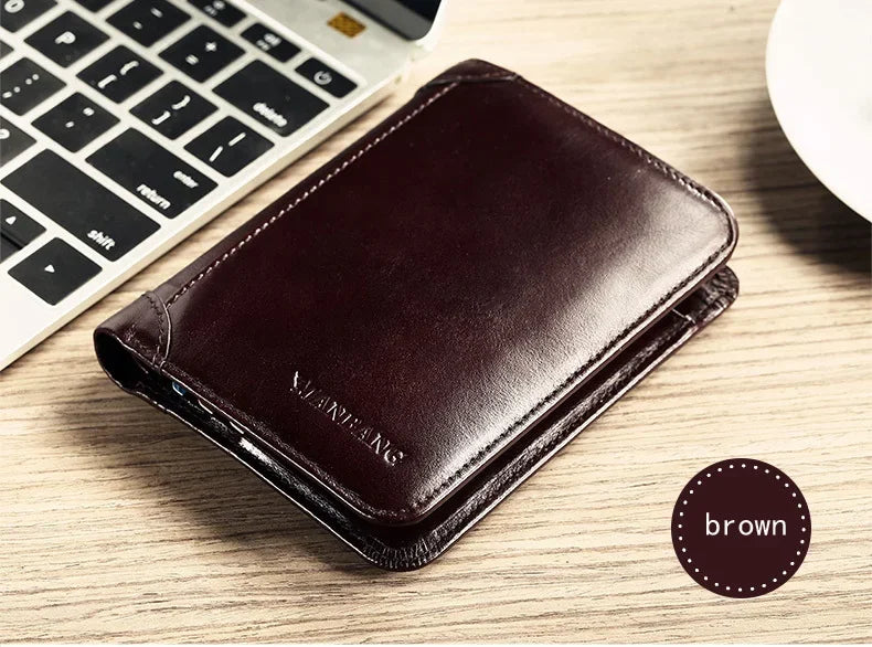 Men S Wallets 100 Cow Genuine Leather Short Wallet Male Cash Purses Clutch Boy 3 Fold Casual