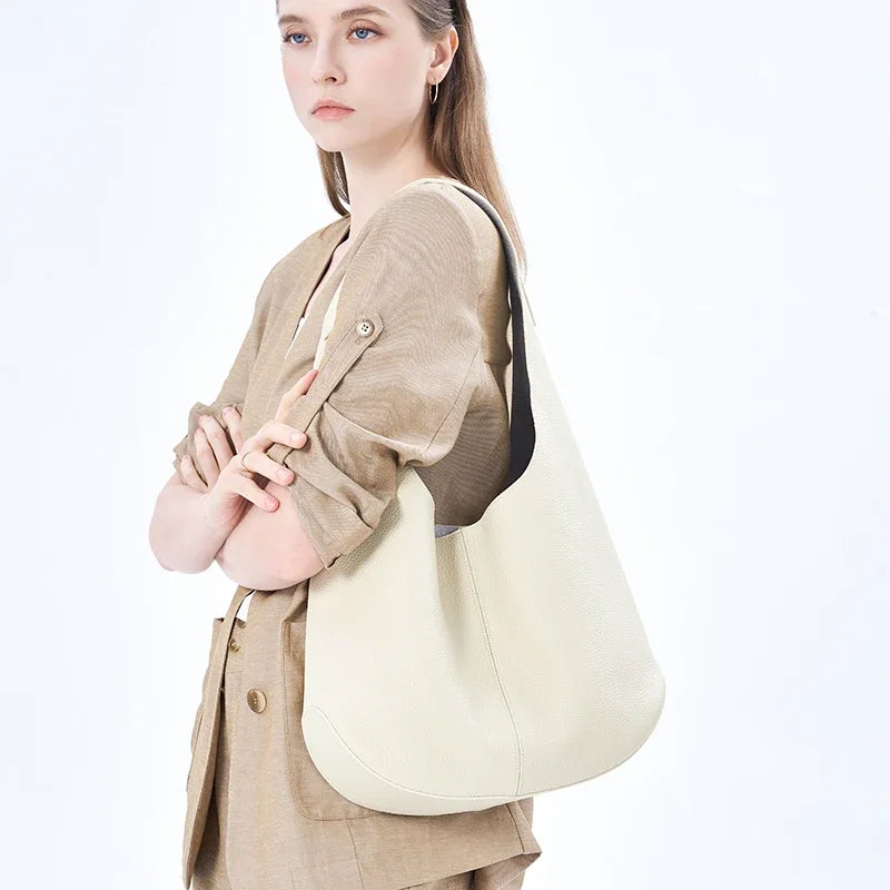 Women's Genuine Leather Hobo Shoulder Bag – Soft Retro Luxury