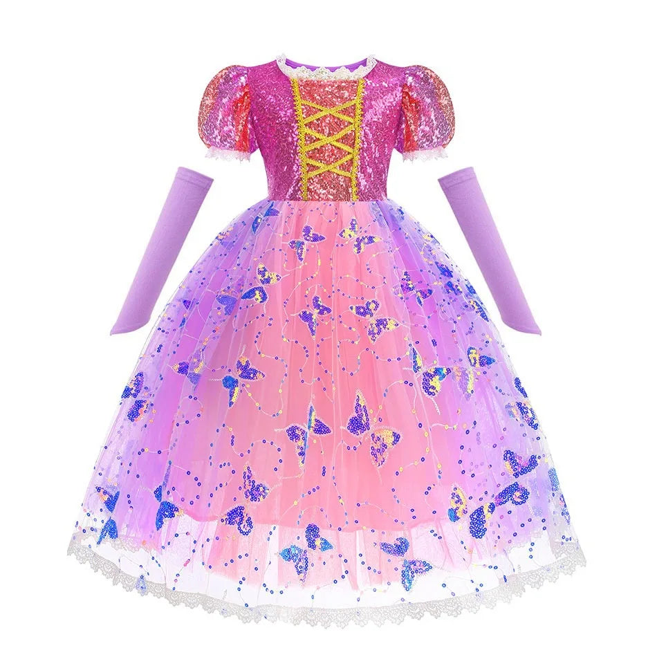 Rapunzel Purple Puffy Dress With Accessories