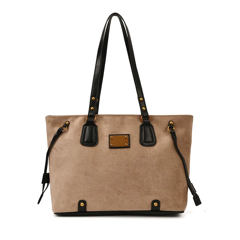 Women PU Suede Shoulder Bag Winter Retro Soft Tote Bag