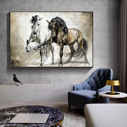 Wild Horse Canvas Wall Art – Majestic Running Stallion Poster Print