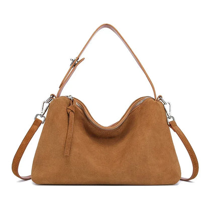 Russian Women's Genuine Suede Cowhide Leather Shoulder Bag