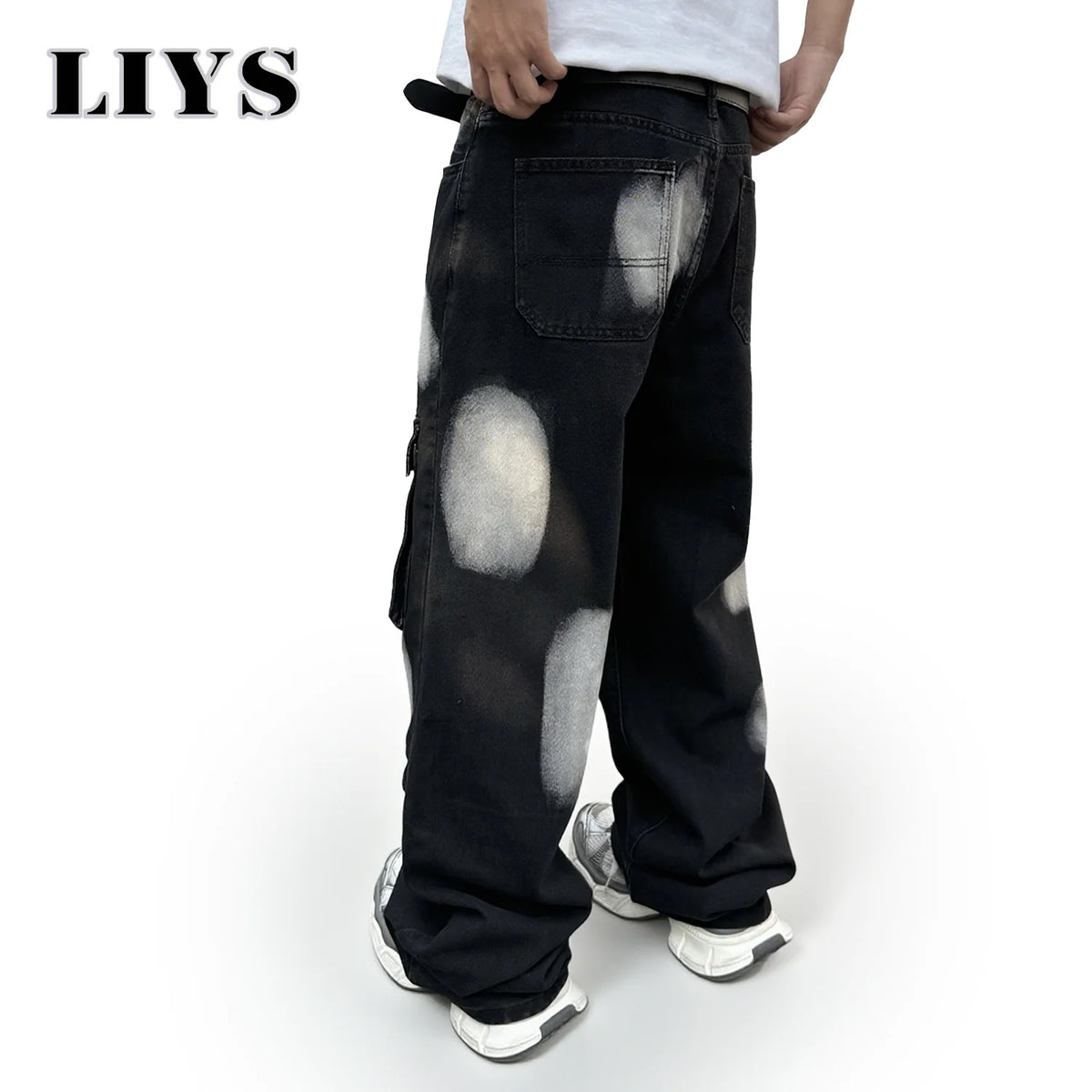 Splashed Ink Cargo Jeans – Men's Streetwear Denim Pants