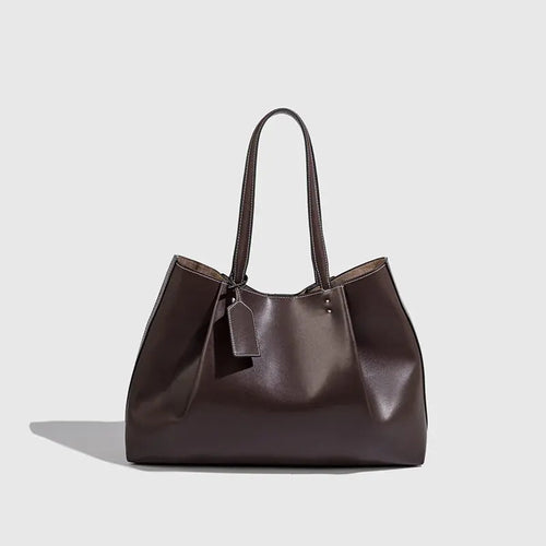 Ruched PU Leather Handbag for Women – Large Shoulder Bag