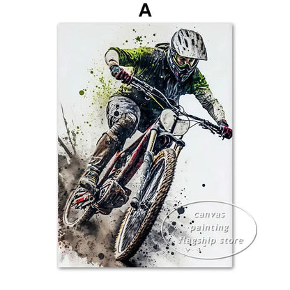 Mountain Bike Watercolor Wall Art Print Cycling Poster