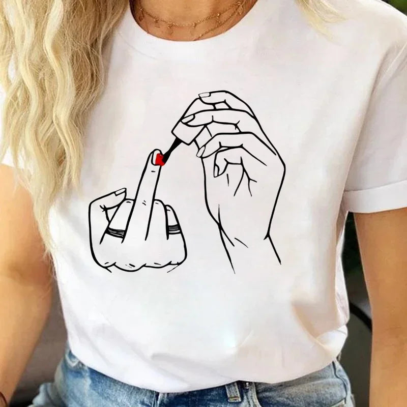 Funny Nail Polish Graphic Women's T-Shirt | Summer Casual Tee