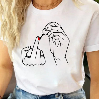 Funny Nail Polish Graphic Women's T-Shirt | Summer Casual Tee