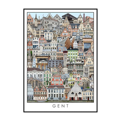 Vintage Cityscape Canvas Wall Art – Abstract City Poster Print