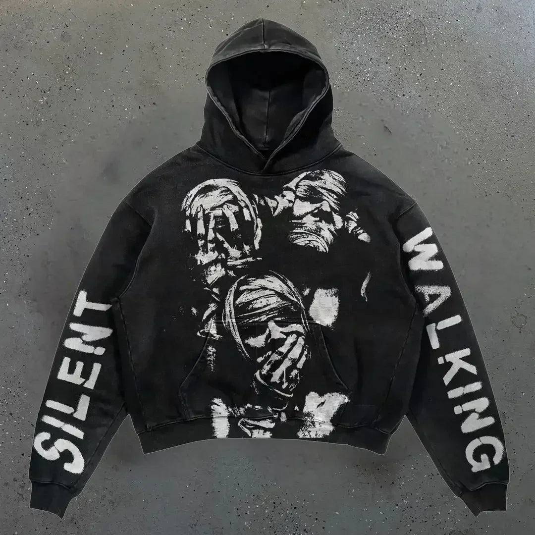 Gothic Graphic Hoodie Women Harajuku Goth Streetwear Sweatshirt