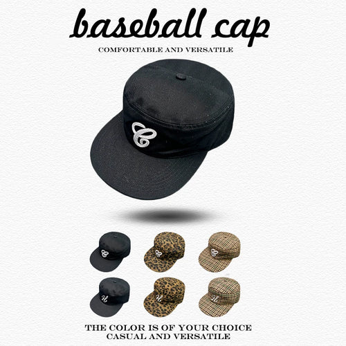 Flat Top Peaked Cap – Retro Houndstooth & Leopard Print Hat for Men & Women