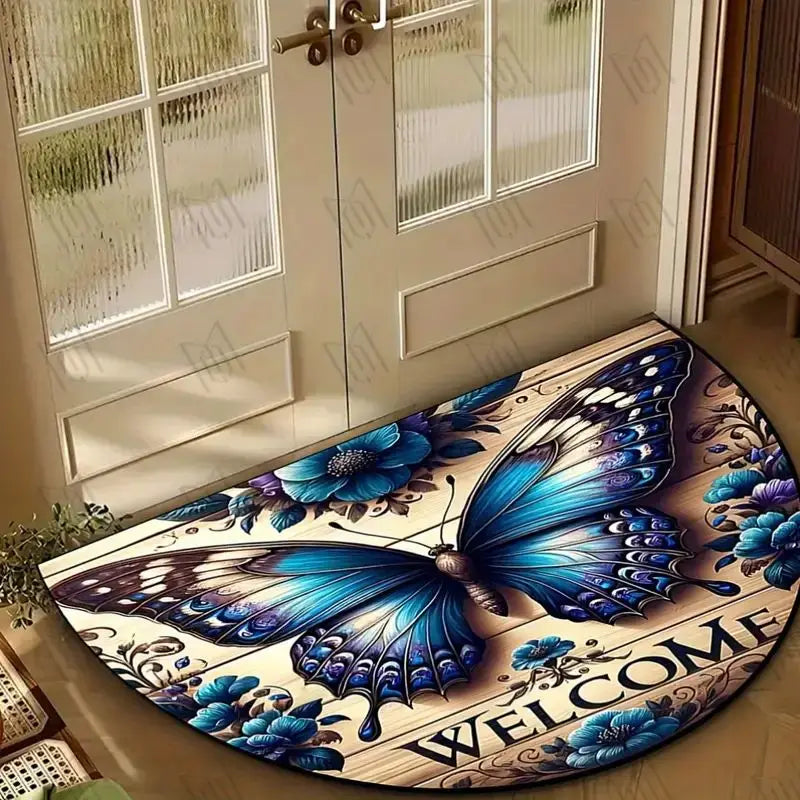 Dragonfly Door Mat – Non-Slip Half-Circle Welcome Rug for Entryway