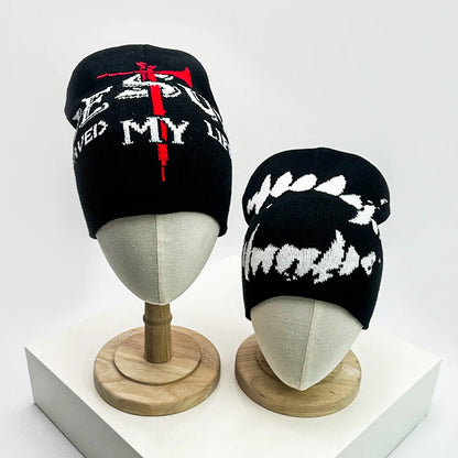 Hip Hop Letter Print Knitted Beanie Hat – Streetwear