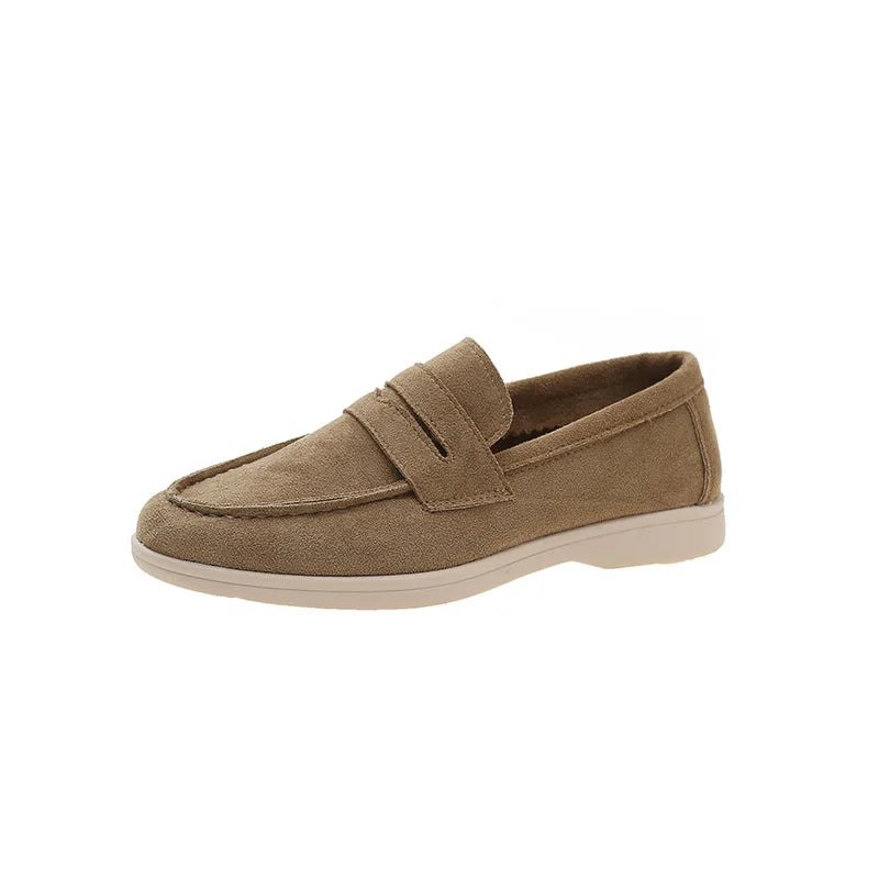 Women's Suede Slip-On Loafers Flat Moccasin Mules