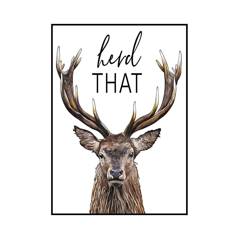 Funny Animal Bathroom Wall Art Poster – Cow, Donkey, Llama, Goat Print