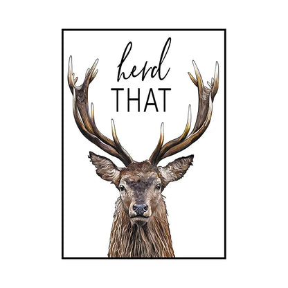 Funny Animal Bathroom Wall Art Poster – Cow, Donkey, Llama, Goat Print
