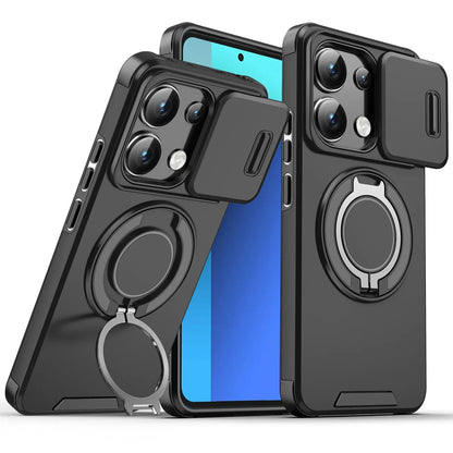 Magnetic Ring Stand Case for Redmi Note 13 Pro 5G 4G | Slide Camera Cover