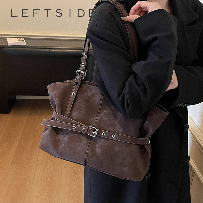Women Faux Suede Large Capacity Shoulder Bag