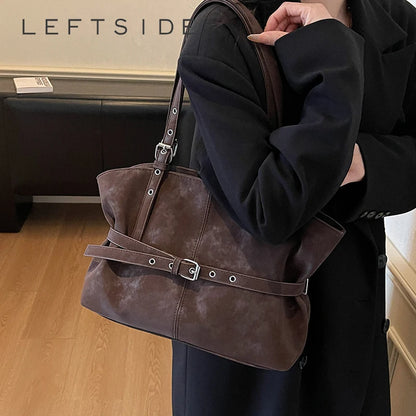 Women Faux Suede Large Capacity Shoulder Bag