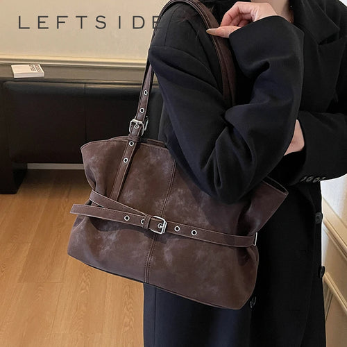 Women Faux Suede Large Capacity Shoulder Bag