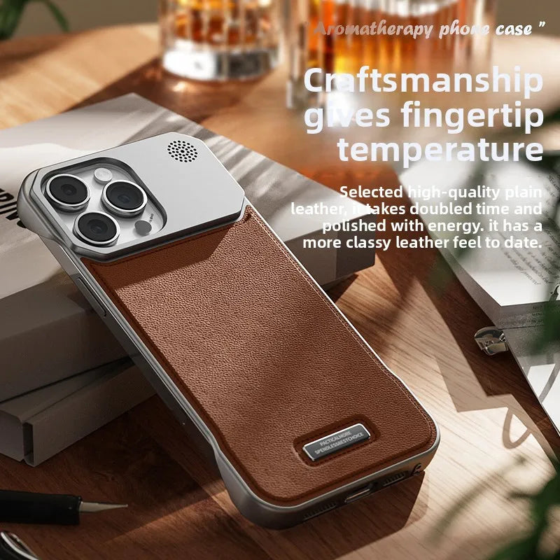 Magnetic PU Leather Aromatherapy Case for iPhone 17 Pro Max