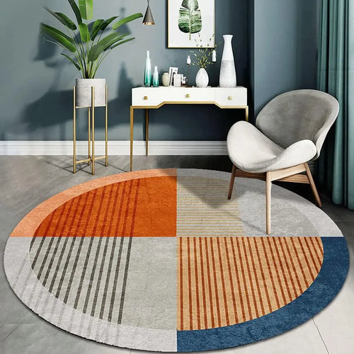 Round Geometric Rug – Nordic Style Living Room & Bedroom Carpet