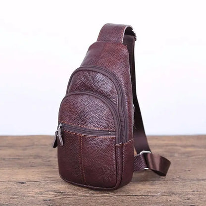 Genuine Leather Crossbody Chest Bag for Men