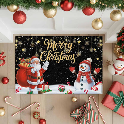 Christmas Doormat – Santa & Snowman Non-Slip Welcome Mat