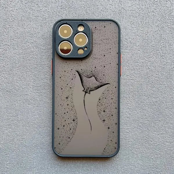 Manta Ray Dotted Art Phone Case – iPhone 17 16 15 14 13 12 11 Pro Max